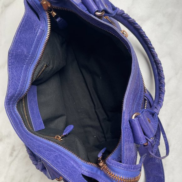 Authentic Balenciaga Motocross Classic City Bag in Purple with Rose Gold hardwar - Picture 14 of 16